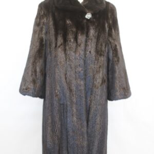 EXCELLENT FEMALE DARK RANCH BR0WN MINK FUR COAT JACKET WOMEN WOMAN SZ 4 PETITE