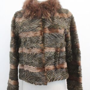 SHOWROOM NEW SEAL W/ FINN AND SHEARED RACCOON FUR JACKET COAT WOMEN WOMAN SIZE 4 PETITE