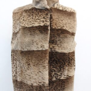 SHOWROOM NEW SHEARED BEAVER FUR VEST WOMEN WOMAN SIZE 4 PETITE SPOTTED DESIGN