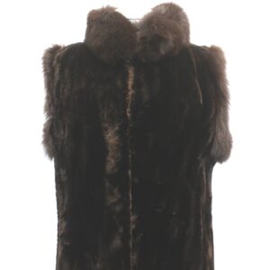 REFURBISHED NEW ARCTIC BEAVER FUR VEST W/BROWN FOX TRIMS WOMEN WOMAN SZ 4 PETITE