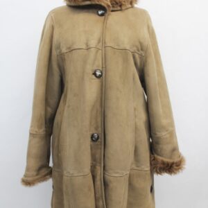 EXCELLENT BEIGE SHEEPSKIN SHEARLING LAMB FUR COAT JACKET WOMEN WOMAN SZ 6-8 MED