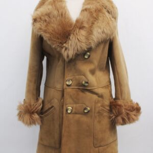 EXCELLENT BROWN LAMB SHEEPSKIN FUR JACKET COAT FOR MEN MAN SIZE 36 XSMALL