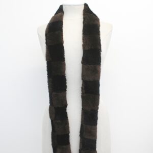 SHOWROOM NEW BLACK & BROWN SHEARED BEAVER FUR SCARF WRAP WOMEN WOMAN