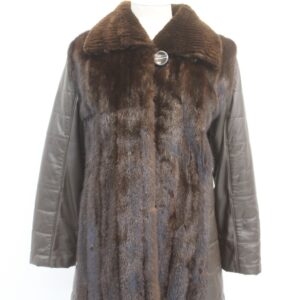NEW REFURBISHED DARK RANCH MINK FUR & LEATHER JACKET COAT WOMEN WOMAN SIZE 2-4