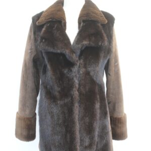 NEW / REFURBISHED DARK RANCH MINK FUR & LEATHER COAT JACKET WOMEN WOMAN SIZE 2-4