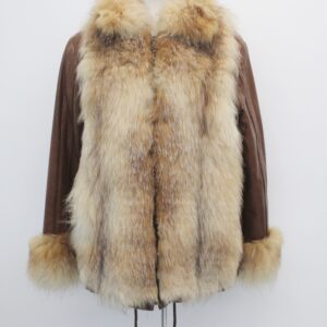 NEW REFURBISHED CRYSTAL FOX & LEATHER FUR JACKET COAT WOMEN WOMAN SIZE 6 SMALL