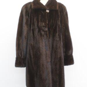 EXCELLENT DARK RANCH BROWN MINK FUR COAT JACKET WOMEN WOMAN SIZE 14-16 XXLARGE