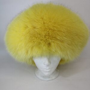 BRAND NEW YELLOW FOX FUR BERET STYLE HAT WOMEN WOMAN SIZE ALL