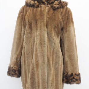 EXCELLENT SHEARED PASTEL MINK FUR COAT JACKET WOMEN WOMAN SIZE 6-8 S-M W/HOOD