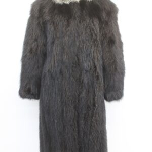 EXCELLENT BLACK RACCOON & FOX FUR COAT JACKET WOMEN WOMAN SIZE 4-6 SMALL