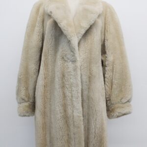 EXCELLENT BEIGE SHEARED LAMB FUR COAT JACKET WOMEN WOMAN SIZE 12-14 & 14 LARGE