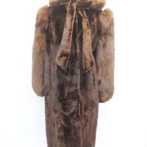 MINT BROWN ARCTIC BEAVER & FOX FUR COAT JACKET WOMEN WOMAN SIZE 4-6 SMALL W/HOOD