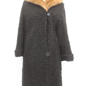 MINT BLACK CURLY LAMB & MINK FUR COAT JACKET WOMEN WOMAN SIZE 6 SMALL