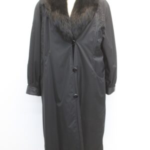 EXCELLENT BLACK SHEARED RABBIT FOX FUR RAINCOAT COAT JACKET WOMEN WOMAN SIZE 8