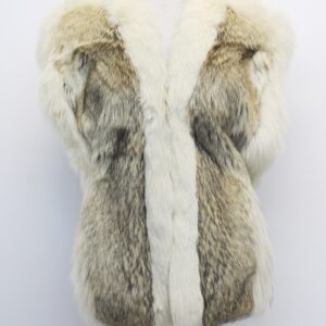 MINT COYOTE & WHITE FOX FUR VEST WOMEN WOMAN SIZE 4