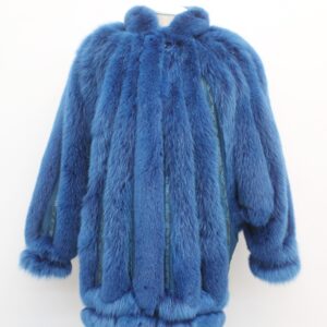 SHOWROOM NEW BLUE FOX FUR & SUEDE COAT JACKET WOMEN WOMAN SIZE 6 SMALL
