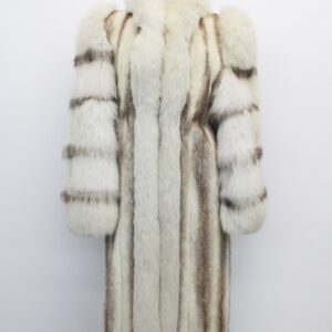 EXCELLENT BROWN CROSS MINK & FOX FUR COAT JACKET WOMEN WOMAN SIZE 4 SMALL