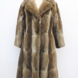 EXCELLENT NATURAL BROWN MUSKRAT FUR COAT JACKET WOMEN WOMAN SIZE 2-4 PETITE