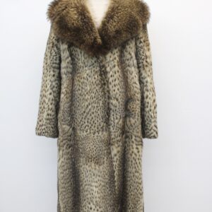 EXCELLENT OCELOT & RACCOON FUR COAT JACKET WOMEN WOMAN SIZE 2-4 PETITE