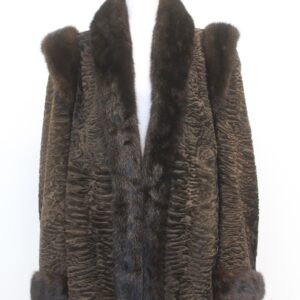 EXCELLENT HORNBACK BROWN SWAKARA LAMB & MINK FUR COAT JACKET WOMEN WOMAN SIZE 6 SMALL