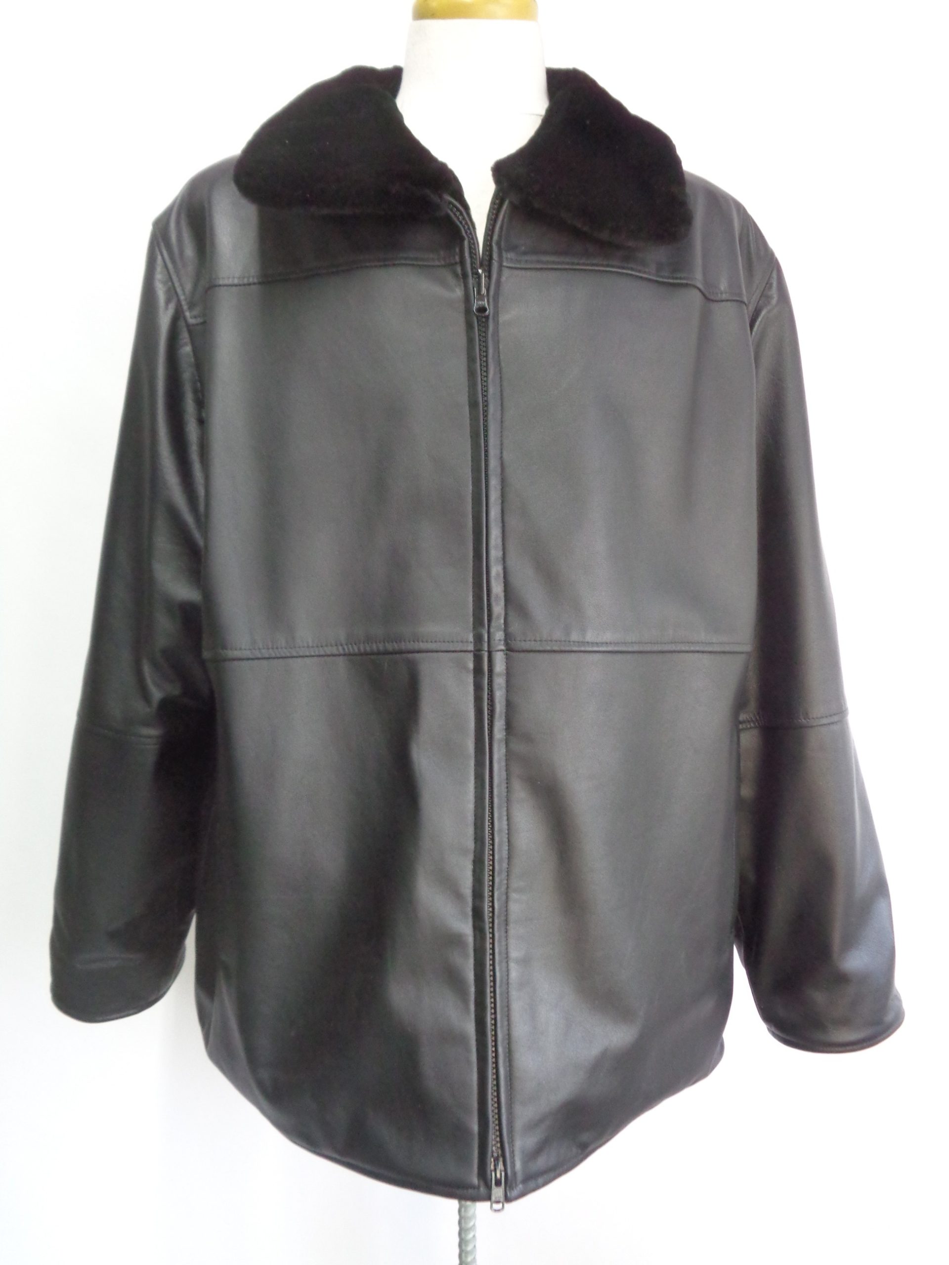 BRAND NEW BLACK SHEARED BEAVER & LEATHER FUR REVERSIBLE JACKET MEN MAN -  Oliver Furs