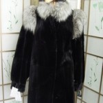 SHOWROOM NEW BLACK CANADIAN SHEARED MUSKRAT & FOX FUR COAT WOMEN SIZE 6 small