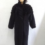 MINT BLACK PERSIAN LAMB ASTRAKHAN FUR COAT JACKET W/ MINK TRIM WOMEN WOMAN 8-10 MEDIUM