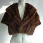 MINT BROWN MUSKRAT FUR STOLE WRAP SCARF WOMEN WOMAN SIZE 48