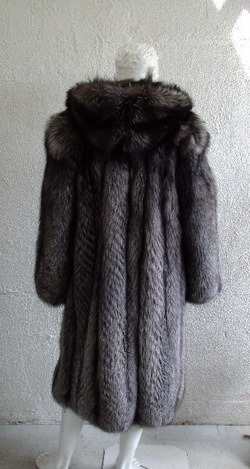Hooded Black Fox Fur Jacket For Men