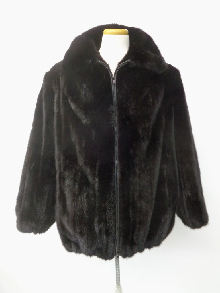 Black Mink Fur Bomber Jacket