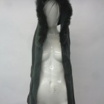 EXCELLENT GREEN FOX FUR TRIMMING FABRIC HOOD /HAT & SCARF WOMEN WOMAN