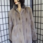 EXCELLENT SHEARED MUSKRAT FUR JACKET COAT W/PERSIAN LAMB TRIM WOMEN WOMAN 12-14 xlarge