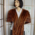 $MINT BROWN MUSKRAT FUR STOLE SHAWL WRAP WOMEN WOMAN SZ M