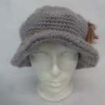 MINT GRAY KNITTED HAT CAP W/FOX FUR WOMEN WOMAN SIZE 22