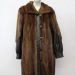 EXCELLENT CANADIAN DEMI BUFF MINK FUR & LEATHER COAT JACKET WOMEN WOMAN SIZE 8 M