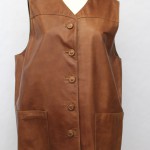 SHOWROOM NEW CAMEL BROWN REAL GENUINE LEATHER VEST WOMEN WOMAN SIZE 8 MEDIUM