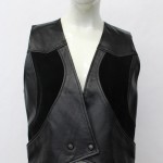 SHOWROOM NEW BLACK REAL GENUINE LEATHER & SUEDE VEST WOMEN WOMAN SIZE 2 PETITE