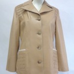 SHOWROOM NEW BEIGE LEATHER JACKET WOMEN WOMAN SIZE 4-6 PETITE