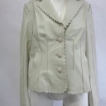 SHOWROOM NEW IVORY WHITE LAMB LEATHER JACKET WOMEN WOMAN SIZE 4-6 PETITE