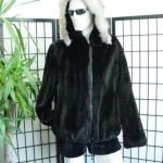 BRAND NEW BLACK SHEARED BEAVER & FOX FUR BOMBER JACKET FOR MEN