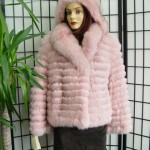 BRAND NEW PINK FOX HOODED FUR JACKET FOR WOMEN