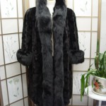 NEW BLACK MINK & FOX FUR COAT FOR LADIES 12-14