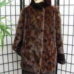 BRAND NEW MAHOGANY & DARK RANCH MINK FUR JACKET COAT FOR LADIES