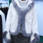 BRAND NEW WHITE MINK & GREY FOX FUR JACKET COAT WOMEN ALL