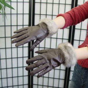 BRAND NEW BLACK OR BROWN LEATHER GLOVES WITH MINK TRIMS