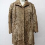 EXCELLENT BROWN LAMB FUR COAT JACKET WOMEN WOMAN SIZE 4-6 SMALL NEW LINING!