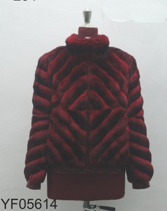 NEW RED REAL CHINCHILLA FUR JACKET WOMEN ALL SIZE