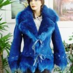 NEW ROYAL BLUE COYOTE FUR JACKET FOR WOMEN