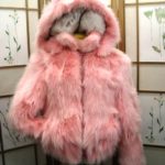 BRAND NEW BABY PINK FOX FUR JACKET WITH HOOD