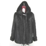 NEW BLACK SH. MINK FUR JACKET HOOD WOMEN ALL SIZE